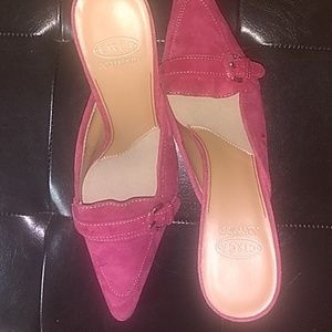 Joan and David suede mule with buckle pointed toe